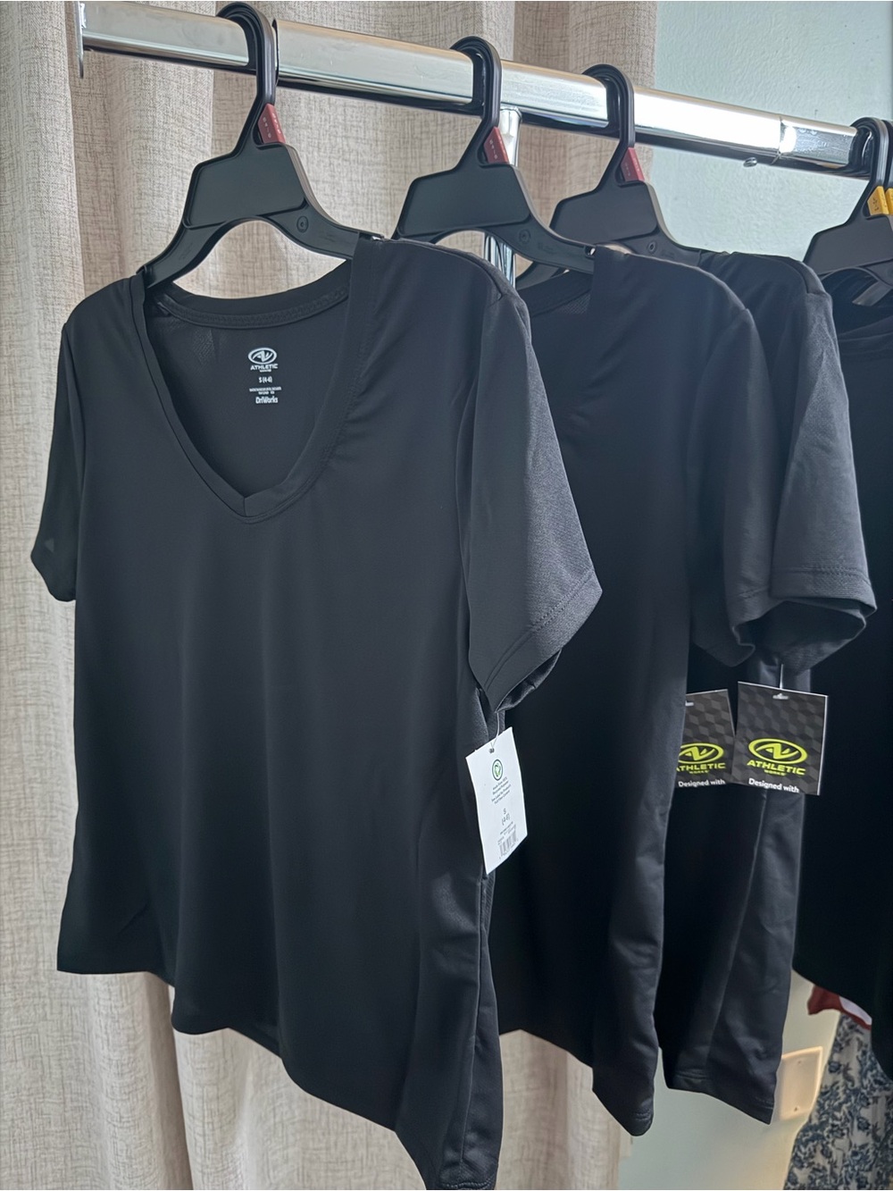 3-Pack Athletic Works Black DriWorks Performance V-Neck Tee